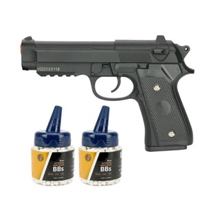 Pistola Airsoft PT92 V22 Full Metal Spring 6mm + 2000BBs em Oferta na Shopee