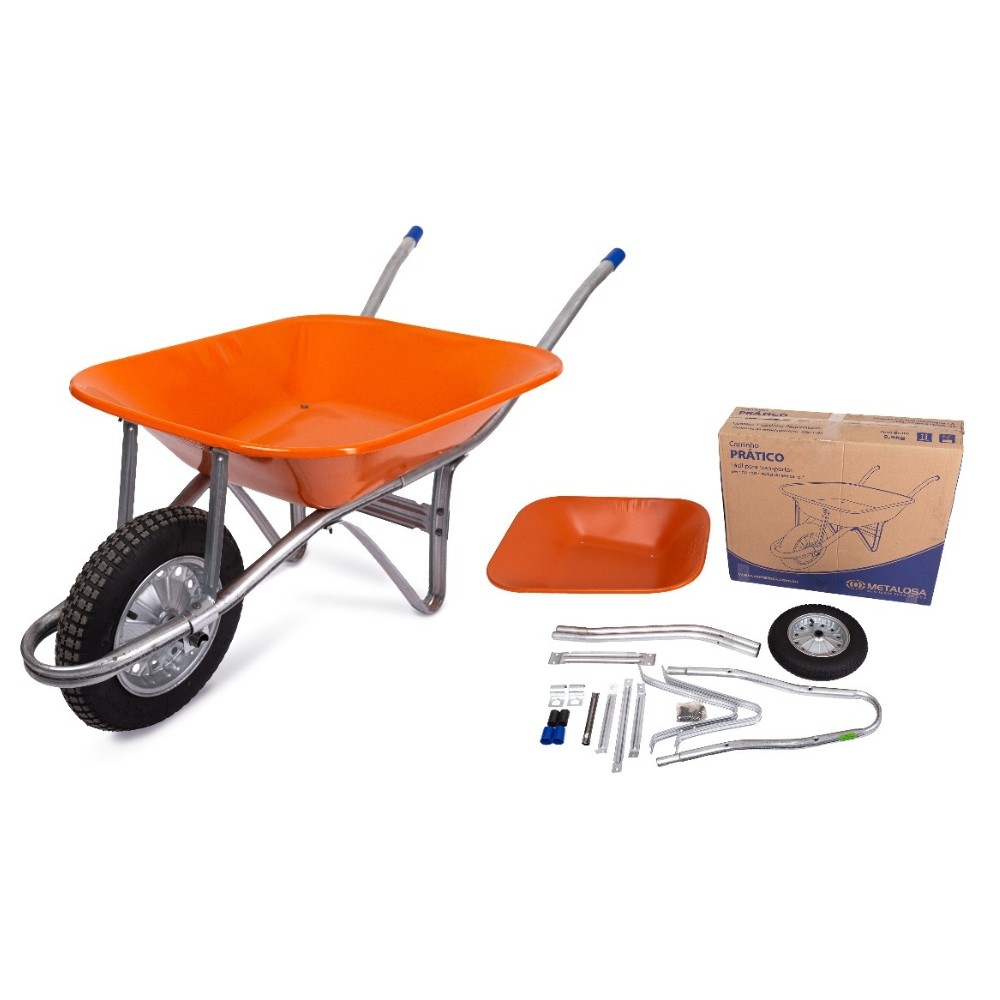Carrinho de Mão Reforçado Desmontável Aço Galvanizado 60 Litros Metalosa em Oferta na Shopee