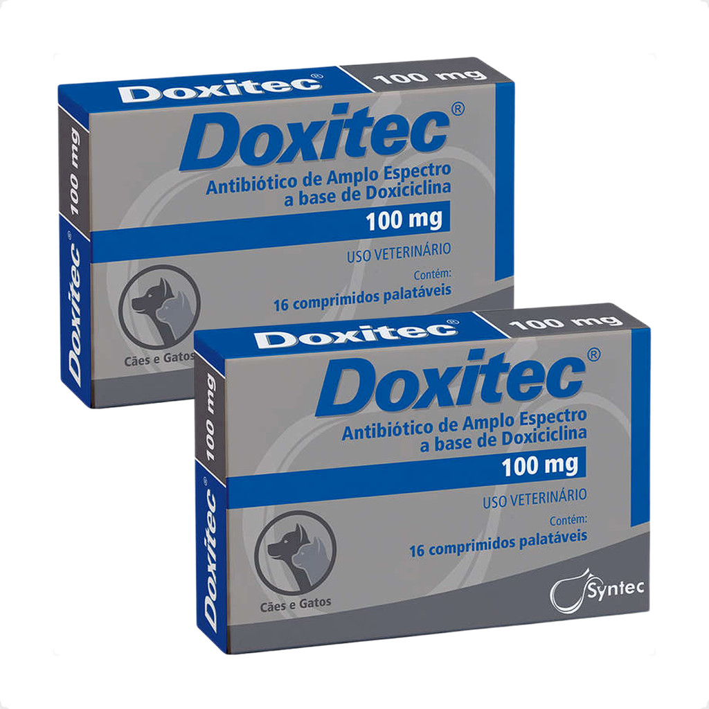 Kit 2 Antibiótico Doxitec Syntec 16 comprimidos - 100 mg em Oferta na Shopee