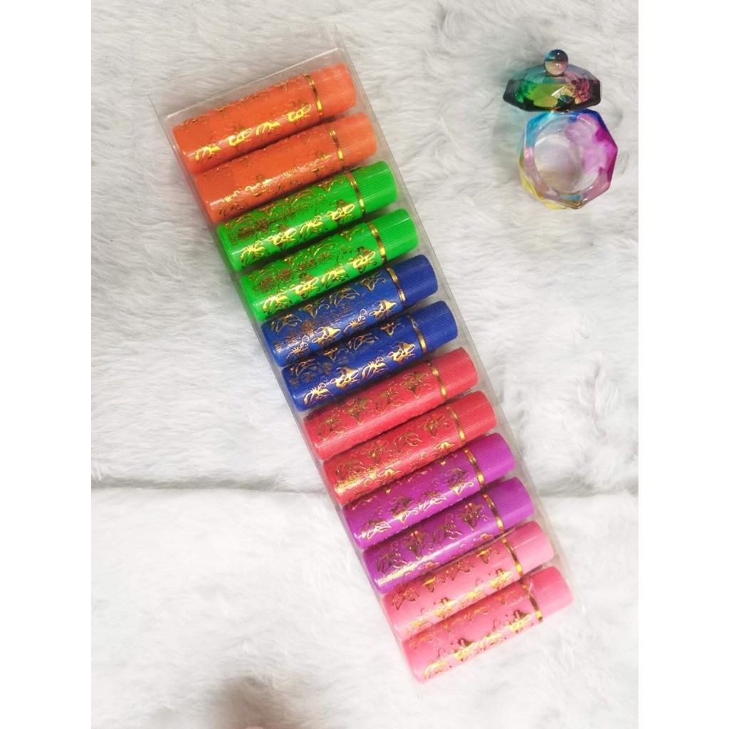 KIT 12/6/1UN Batom Mágico Belle Femme Verde 24 Horas Maquiagem