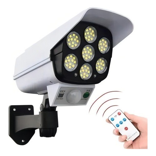 Câmera Falsa Sensor Presença Com 77 Led 60W Antifurto Ladrão Refletor Solar