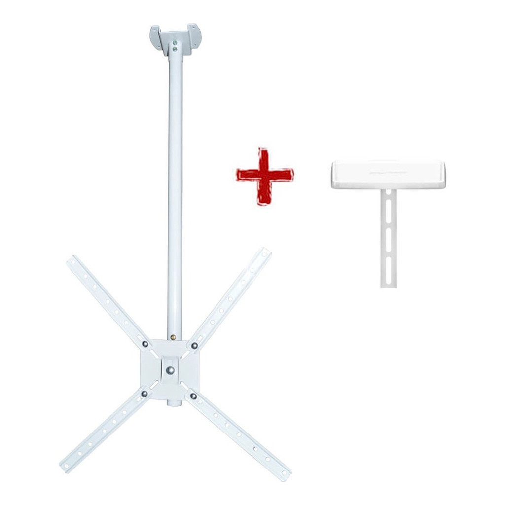 Suporte Para Televisão De 10 A 55 Polegadas Articulado Teto Giratório Resistente Consultório Branco