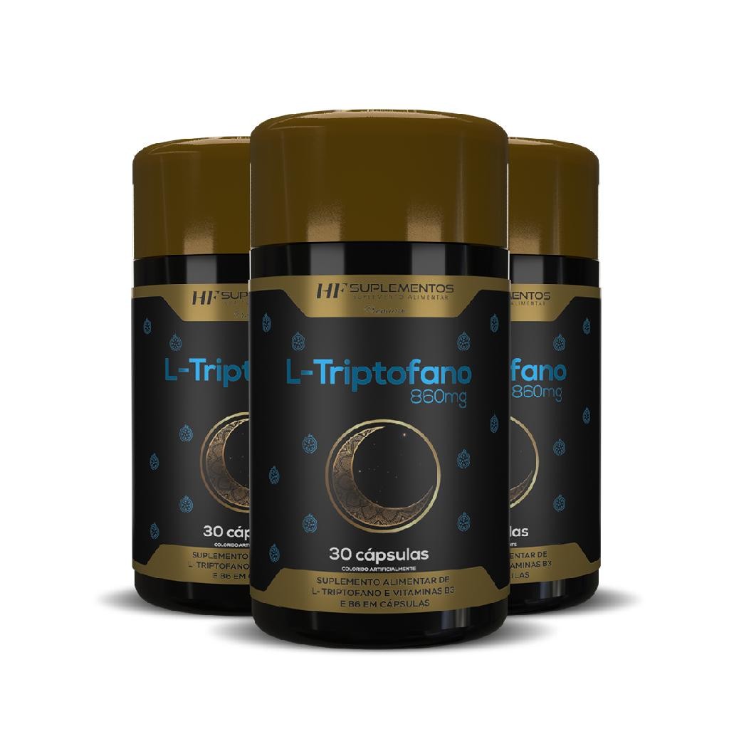 3x L-TRIPTOFANO COM MARACUJA 860MG 30CAPS HF SUPLEMENTOS