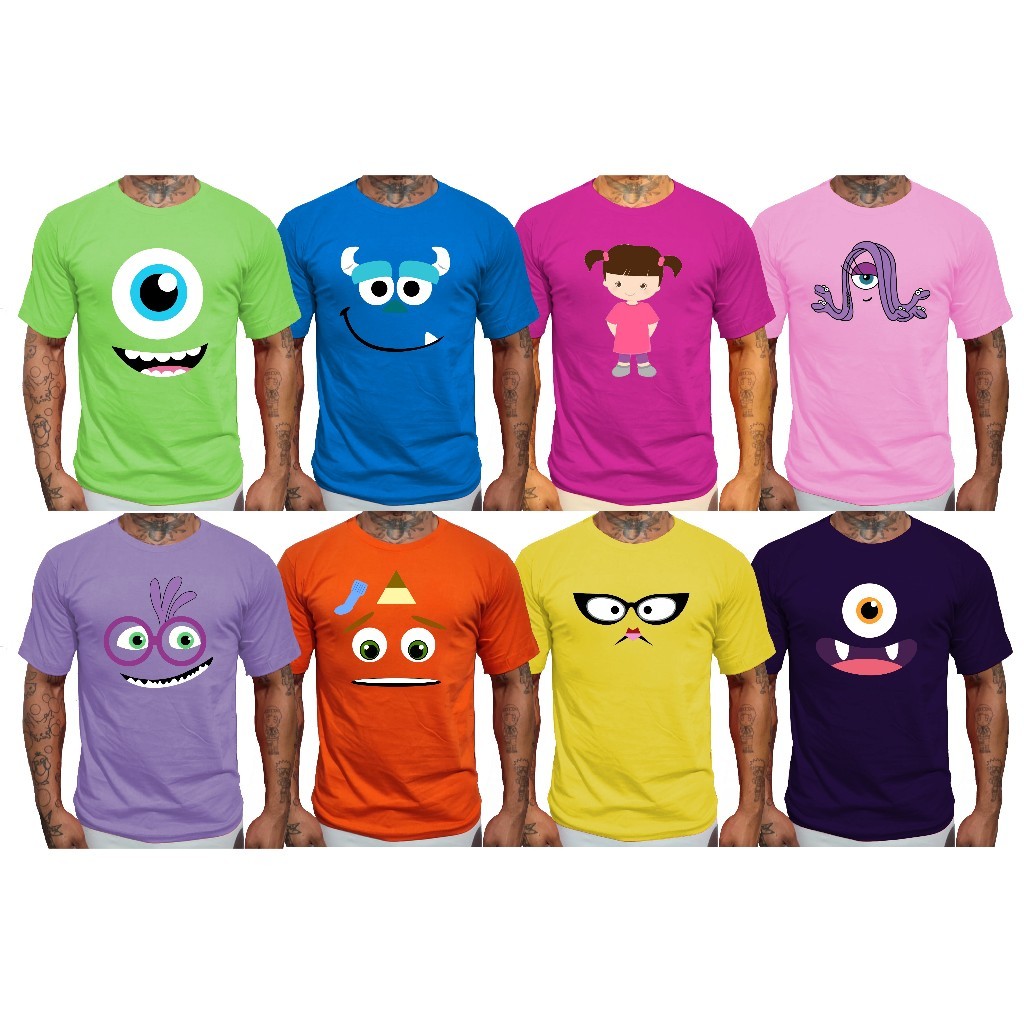 Camiseta Monstros Animadas fashion em Oferta na Shopee