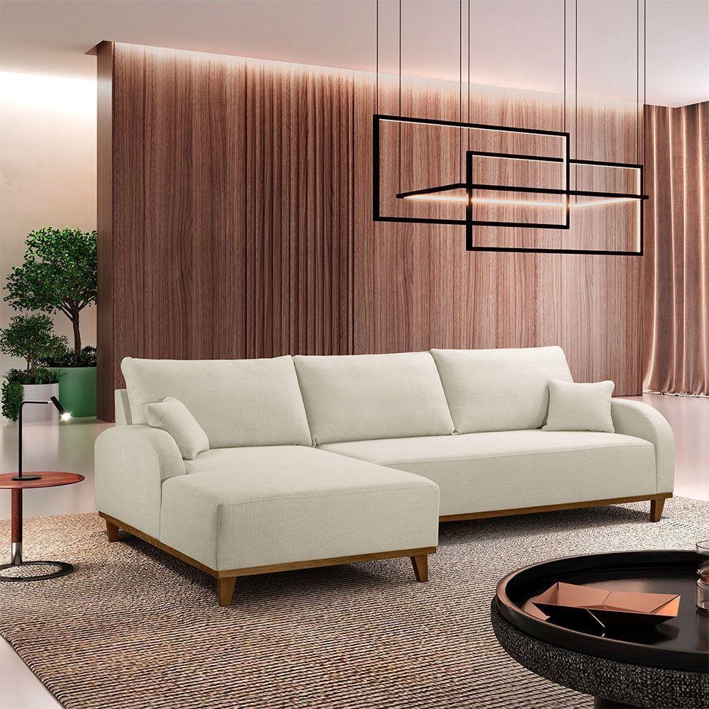 Sofá Albano Linho 300cm Chaise Lado Esquerdo Meu Sofá Online A302 Linho Branco