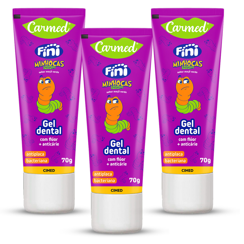 Kit 3 und Gel Dental Carmed Fini Minhocas 70g em Oferta na Shopee
