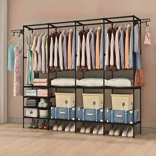 Roupeiro De 3/4 Divisórias Guarda Roupa Portatil Cabideiro Arara Para Roupa Sapateira Org…