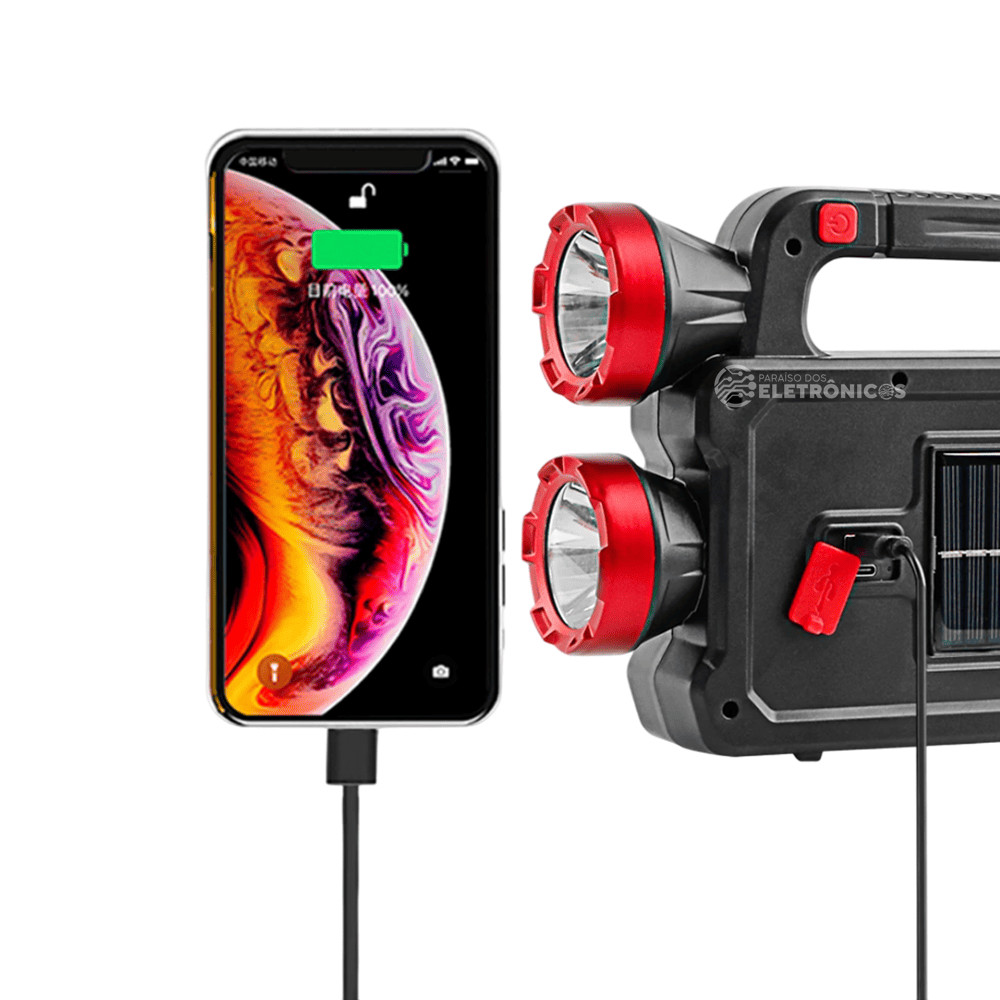 Luminária Solar e Carregamento USB Tipo-C Ideal para Aventura ONLT025PA