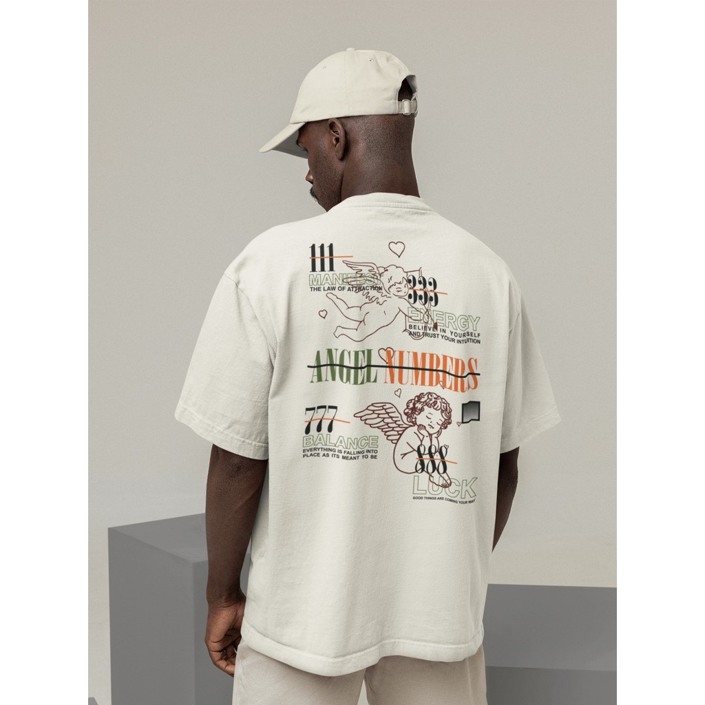 Camisa Camiseta Oversized Gola Alta Streetwear Masculino e Feminino 100% Algodão Preto e Off Whte Estampado - ESTAMPA