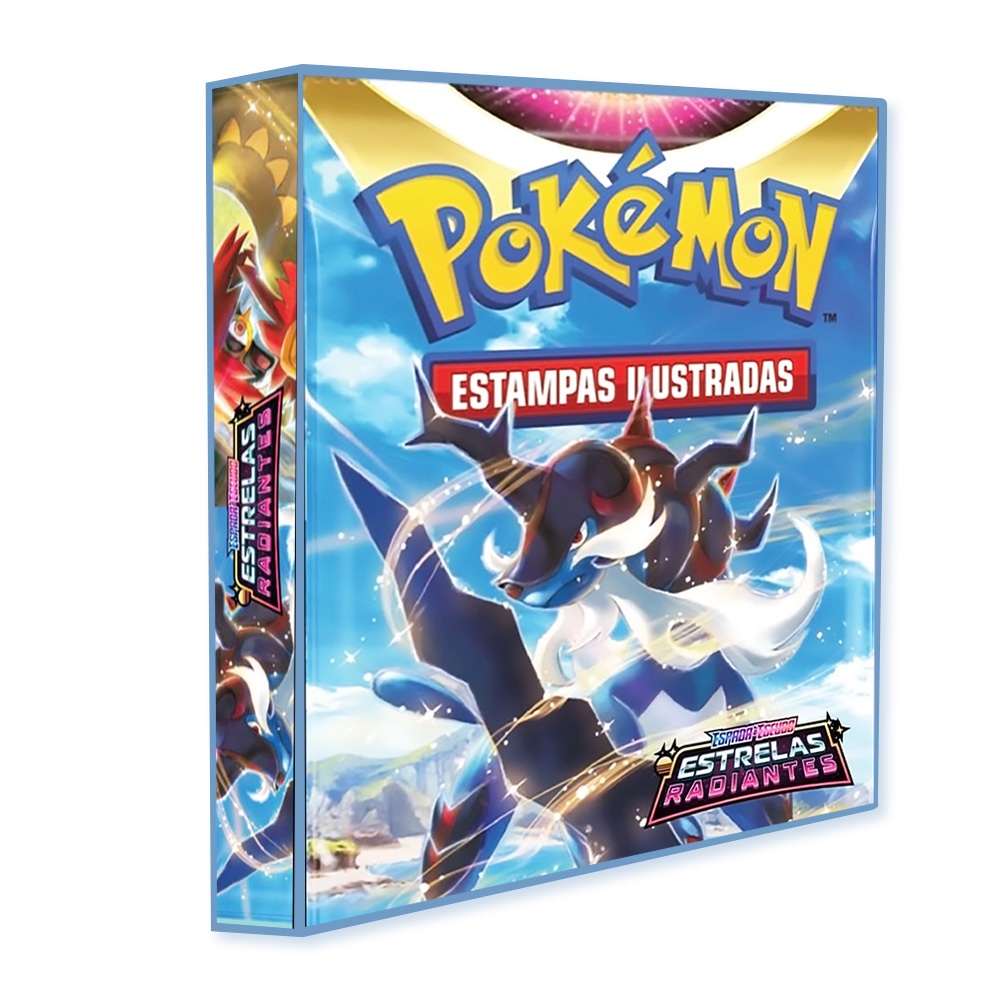 Álbum Pasta Fichário Pokemon Espada e Escudo Estrelas Radiantes Capa Dura Reforçado Para Colecionar