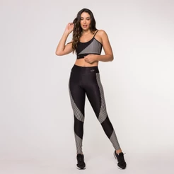 Conjunto Graphic Top e Calça Academia Fitness Feminino Suplex