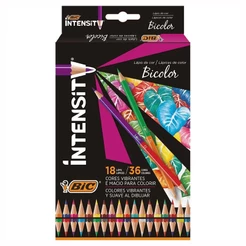 Lápis de cor 36 cores com 18 lápis bicolor Intensity Bic