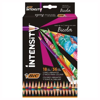 Lápis de cor 36 cores com 18 lápis bicolor Intensity Bic