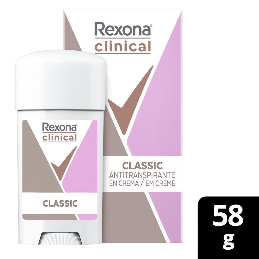 Desodorante Antitranspirante em Creme Rexona Clinical Classic 58g - Beauty