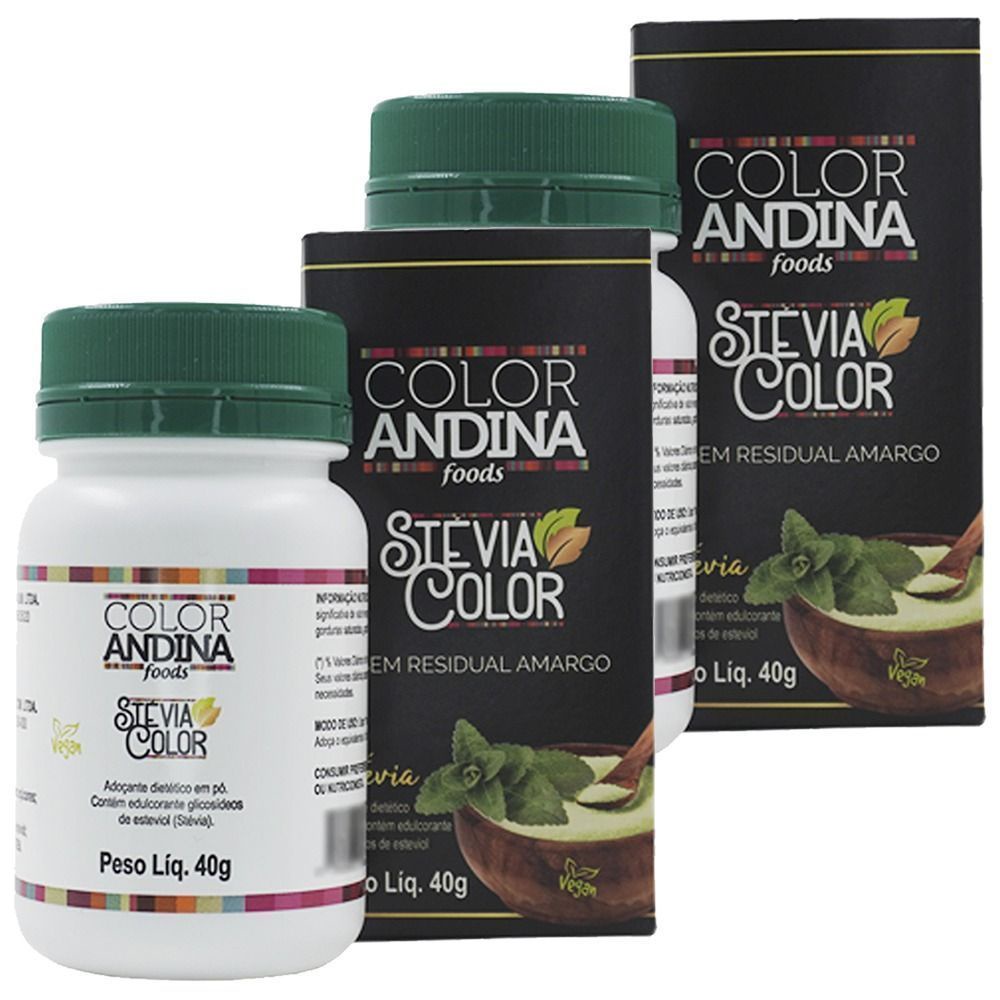 Kit 2x Stévia Color Adoçante Natural 40g Color Andina