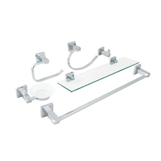 Acessórios para Banheiro Quadrado 6 peças São Francisco Pingoo - Cromado em Oferta na Shopee