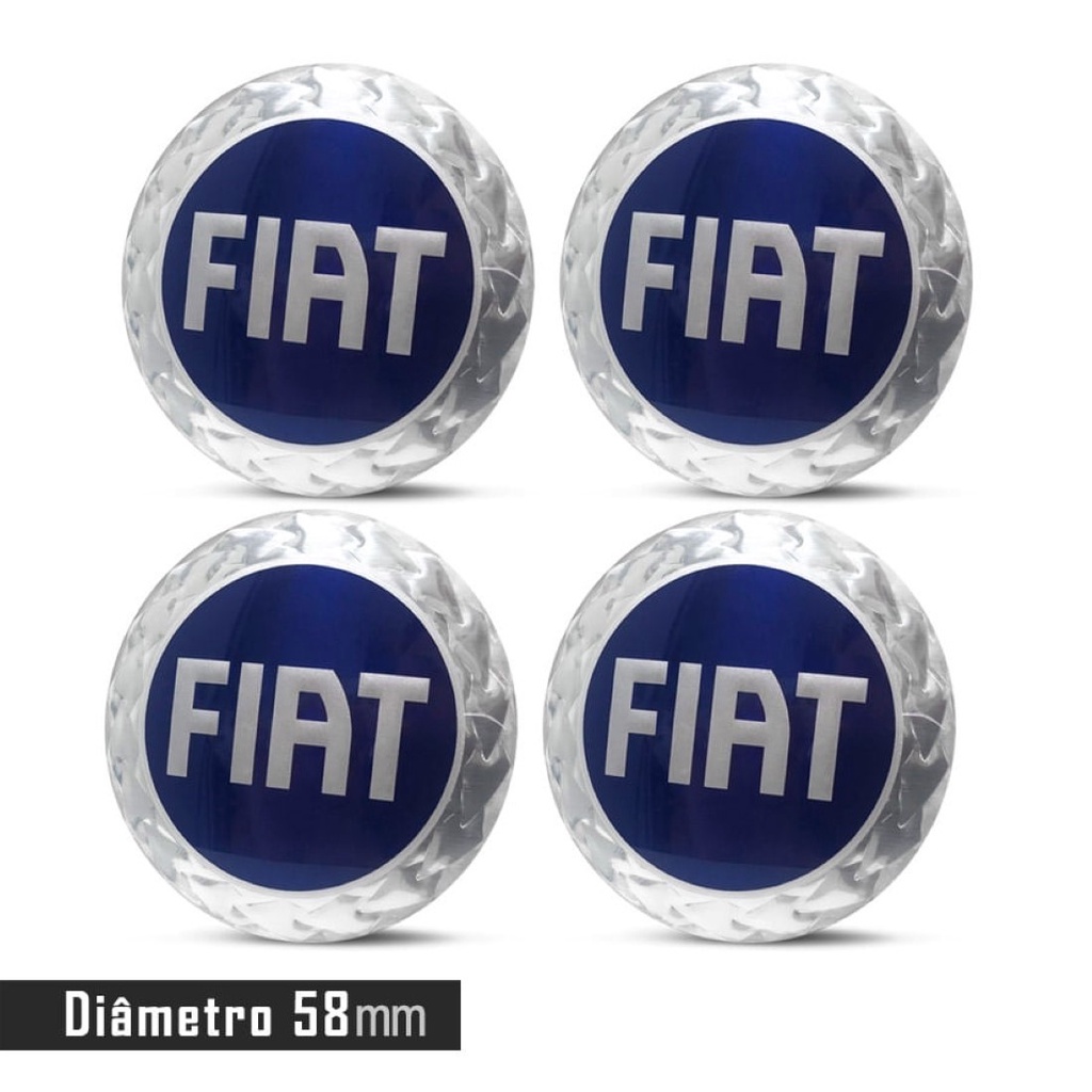 Jogo 4 Emblema Roda Fiat Azul 58mm em Oferta na Shopee
