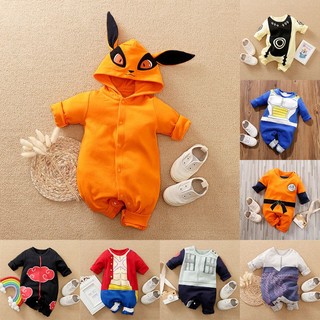 Anime Naruto Kurama kyuubi Macacão Baby Romper Bola De Dragão Manga Longa Luffy Sasuke Uzumaki Roupa De Menino