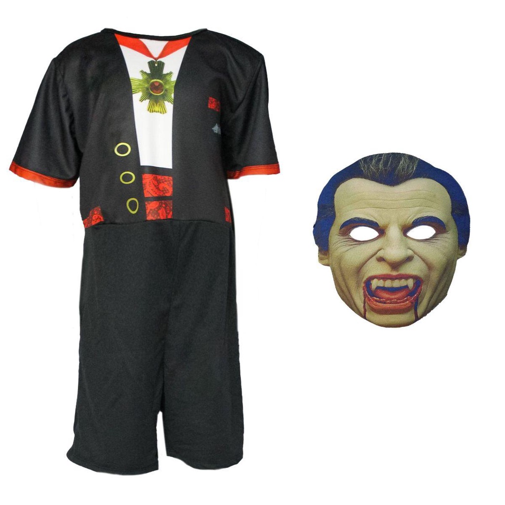 Fantasia Vampiro Infantil Macacão Curto Com Máscara em Oferta na Shopee