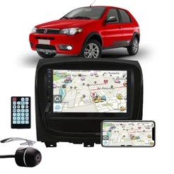 Multimídia Fiat Palio Fire Way 2014 2015 2016 2017 Espelhamento Bluetooth USB SD Card + Moldura + Câmera Borboleta