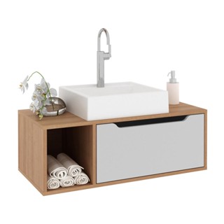 Gabinete Banheiro 80cm com 1 Porta e Nicho Multimóveis CR10122