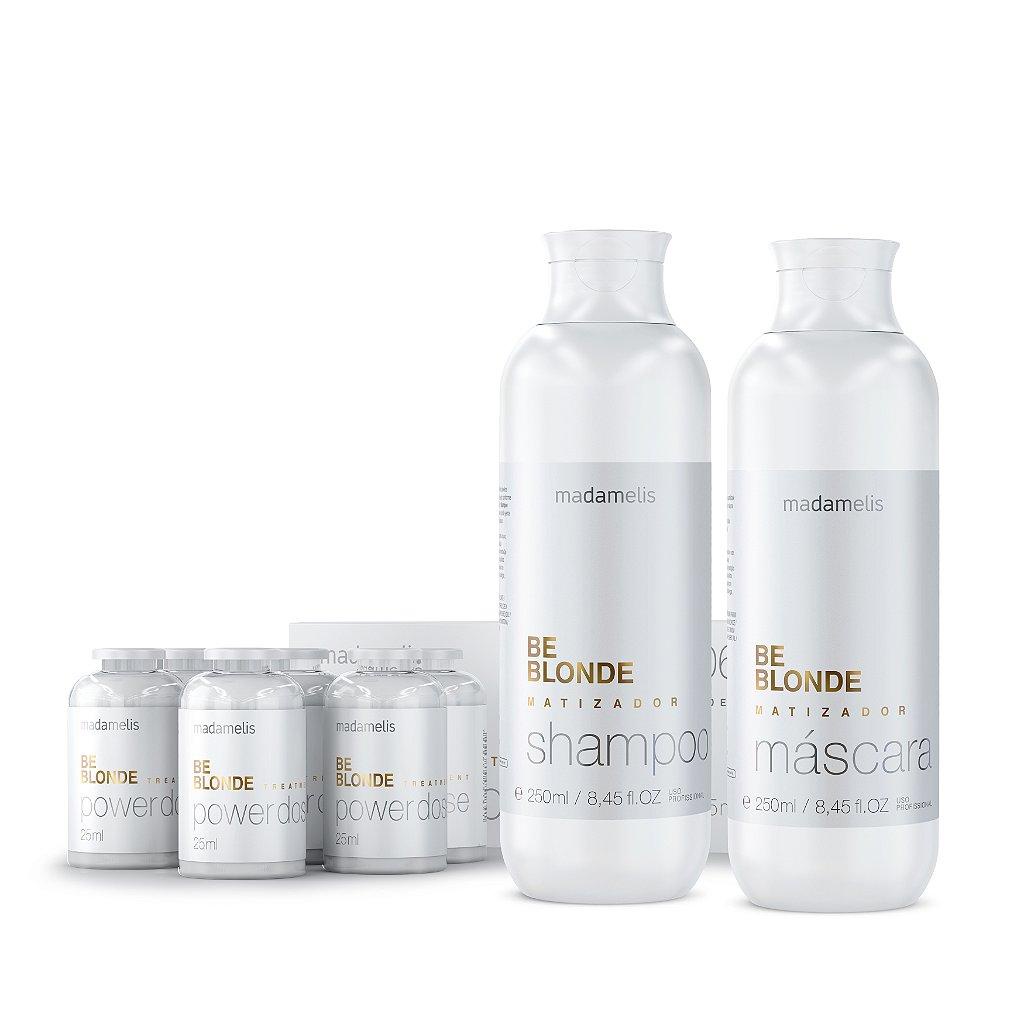 KIT SHAMPOO + MÁSCARA BE BLONDE DUO 250ML E CAIXA 6 AMPOLAS DE TRATAMENTO