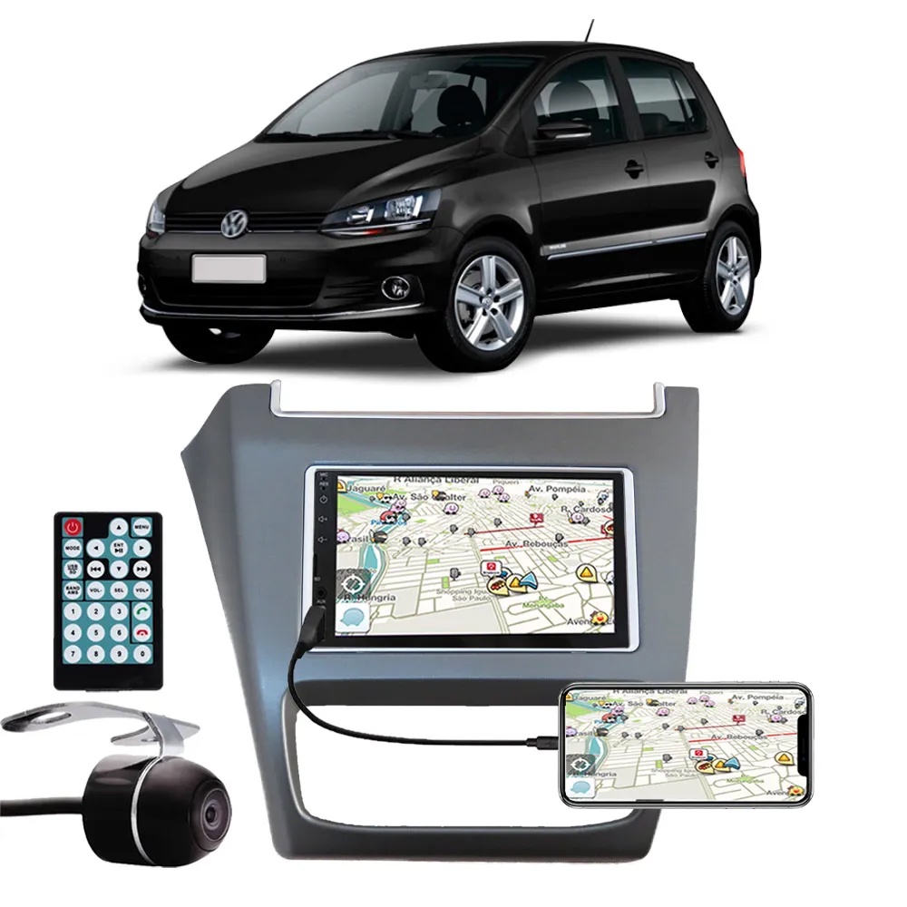 Multimídia Fox Space Fox CrossFox 2014 a2019 Espelhamento Bluetooth USB SD Card + Moldura + Câmera + Interface Volante