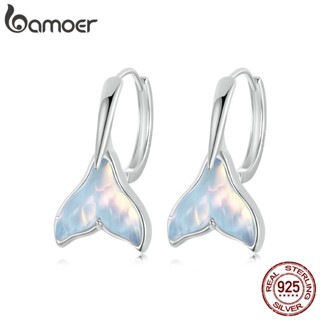 Brincos Bamoer 925 Sterling Sliver De Fita De Peixe Fivelas De Orelha De Cauda Jóias Presentes Para Mulheres