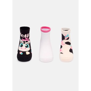 Kit com 3 Meias Bebê Menina Vaca - Puket