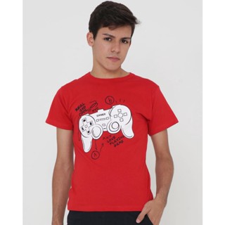 Camiseta Juvenil Estampa Sortida Vermelha