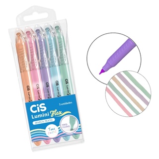 Marca Texto Cis Lumini Flex Estojo c/5 Cores Pastel em Oferta na Shopee