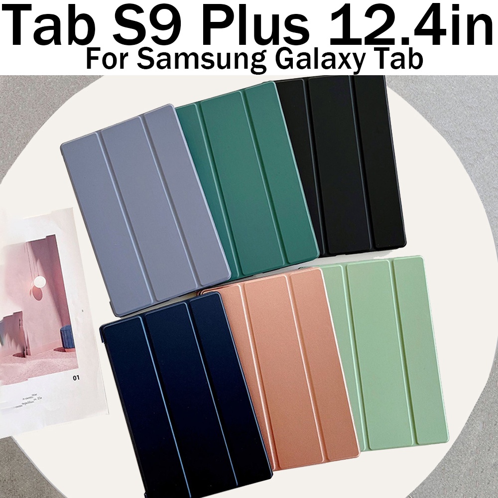 Para Samsung Galaxy Tablet Tab S9 Plus S9 + 12.4 " Pu Couro Silicone Capa Protetora S7 FE S8 S7 + S9 12.4 Polegadas