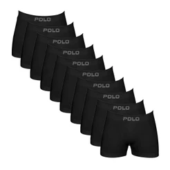 Kit 10 Cuecas Polo 781 Algodão Boxer Sem Costura - Preto