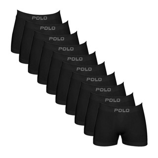 Kit 10 Cuecas Polo 781 Algodão Boxer Sem Costura - Preto