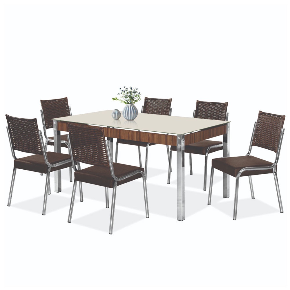 Conjunto de Mesa CR RT 6 Cadeiras 5CJ7152CR3 Aço Nobre em Oferta na Shopee