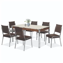 Conjunto de Mesa CR RT 6 Cadeiras 5CJ7152CR3 Aço Nobre