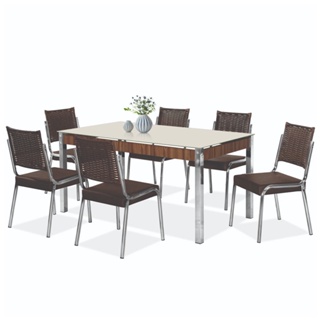 Conjunto de Mesa CR RT 6 Cadeiras 5CJ7152CR3 Aço Nobre em Oferta na Shopee