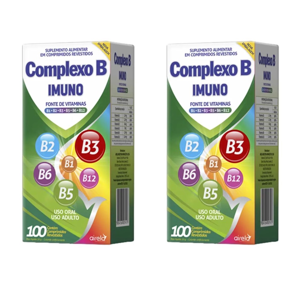 2 Complexo B  B12 B1 B2 B3 B5 B6 B12 com 100 Comprimidos