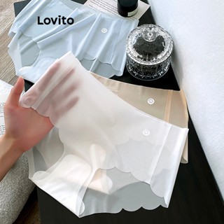 Lovito Calcinha Básica Lisa Casual Para Mulheres LNA37159 (Damasco/Azul Claro/Branco)
