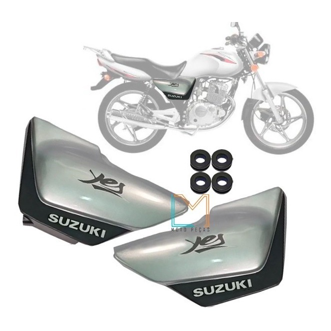 CARENAGEM ALETA ABA PAR TAMPA LATERAL COM ADESIVO E BORRACHA SUZUKI YES 125 em Oferta na Shopee