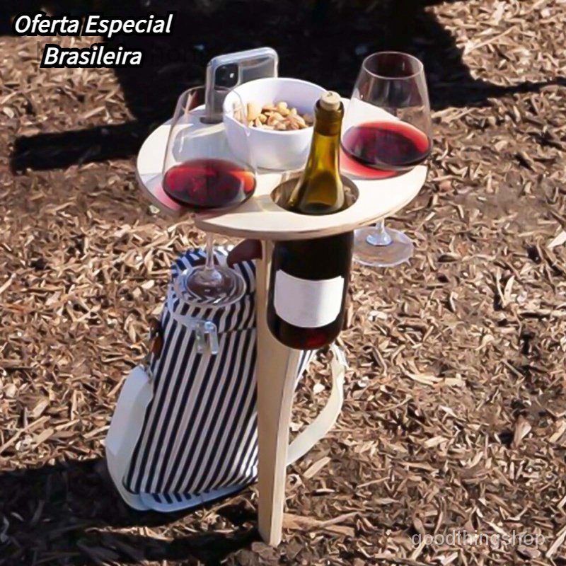 Mesa De Vinho Dobrável Portátil Para Piquenique Ao Ar Livre Titular Do Vinho Jardim Viagem Oferta Especial Brasileira