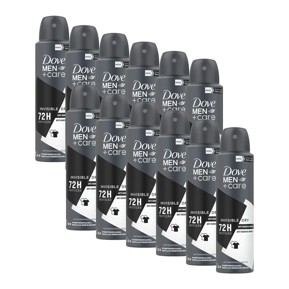 Kit 12 Desodorantes Dove Men+Care Antitranspirante Aerossol Invisible Dry 150ml em Oferta na Shopee