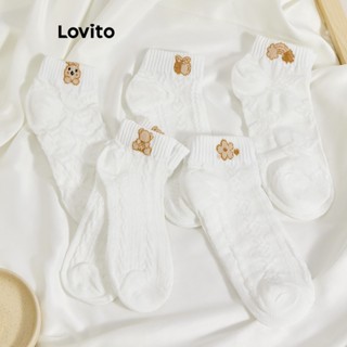 Lovito Casual Meias Femininas de Animal 5 Pares LNA15014 (Multicor)