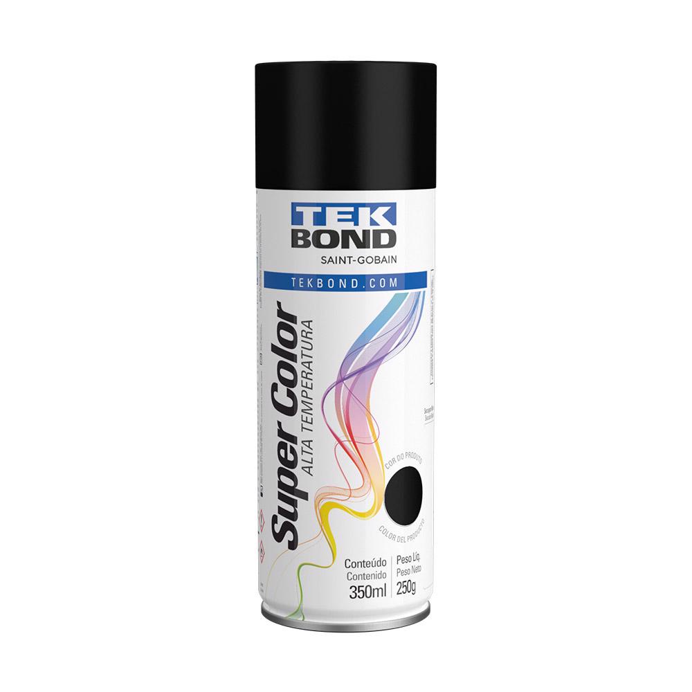Tinta Spray Super Color Preto Brilhante Alta Temperatura Uso Geral 350ml TekBond em Oferta na Shopee