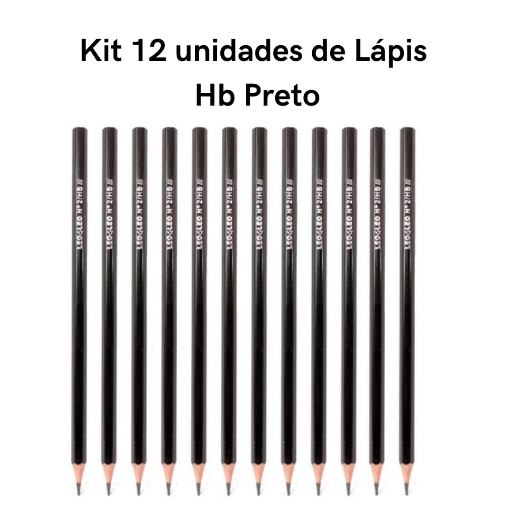 Kit 12 Lápis Preto de Escrever HB N°2 Escolar Desenho Sextavado Ponta Resistente Leo&Leo em Oferta na Shopee