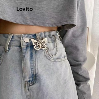 Lovito Broches Ajustáveis Com Corrente De Laço Liso Casual Para Mulheres LFA08631 (Prata)