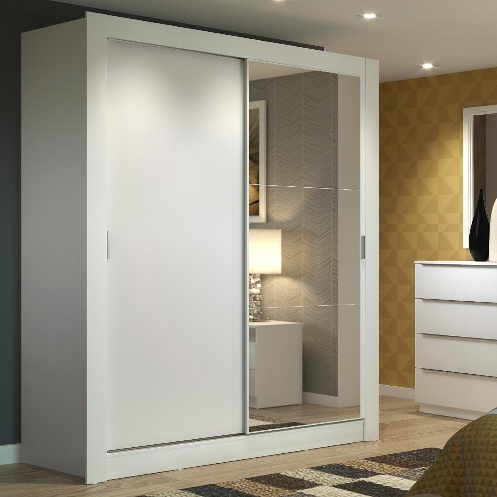 Guarda-Roupa Solteiro Madesa Dallas 2 Portas de Correr com Espelho 2 Gavetas em Oferta na Shopee