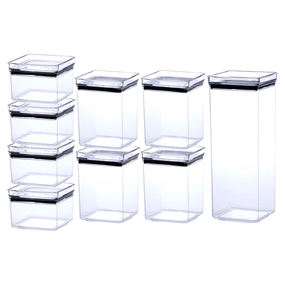 Kit 9 potes herméticos empilháveis vasilha para armazenar alimentos café sal açúcar macarrão biscoitos cereais porta mantimentos armário cozinha gaveta lumini