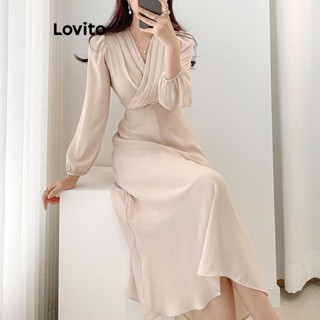 Lovito Vestido Básico Liso Casual Para Mulheres LNE42314