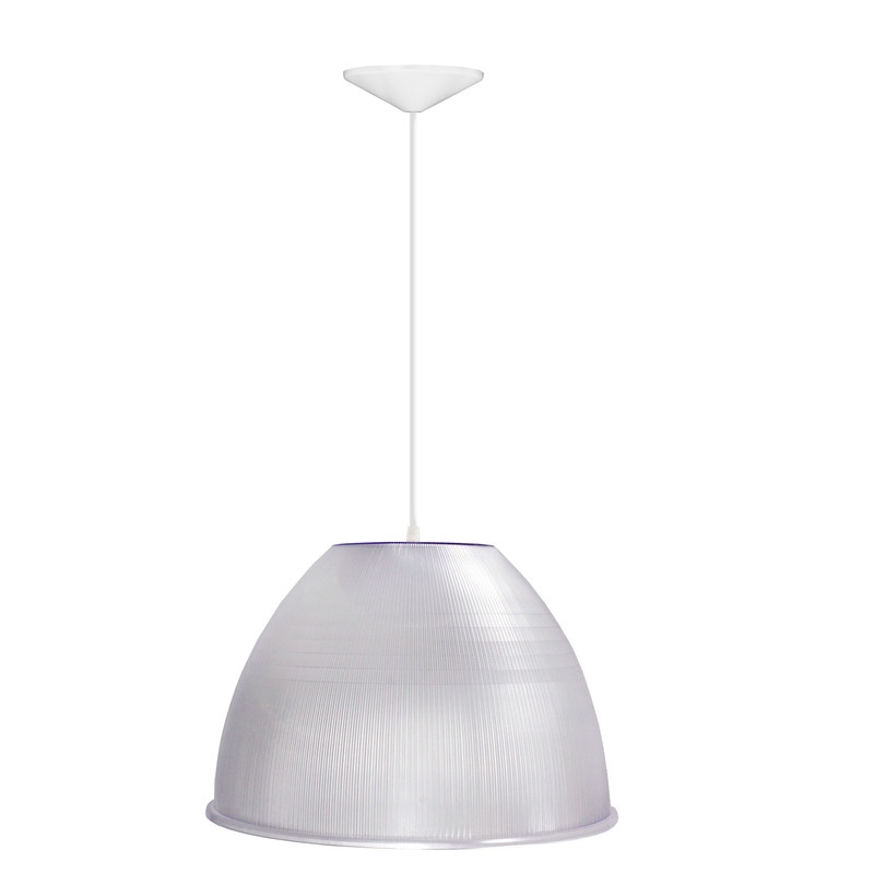 Kit 7 Luminárias  Prismatica Pendente Galpão Industrial Pavilão 16 Polegadas 40 cm Cabo 1,10m 85W E27 Cristal